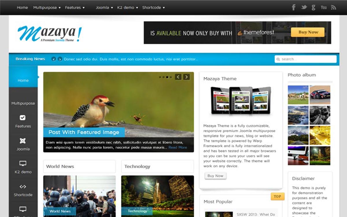 Mazaya Responsive Joomla News,..